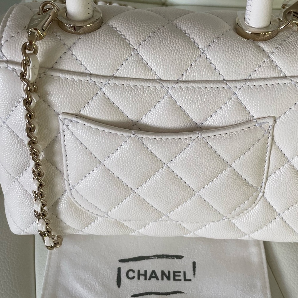 Chanel Coco Handle Extra Mini Bag White Caviar Leather LGHW. - Picture 9 of 14